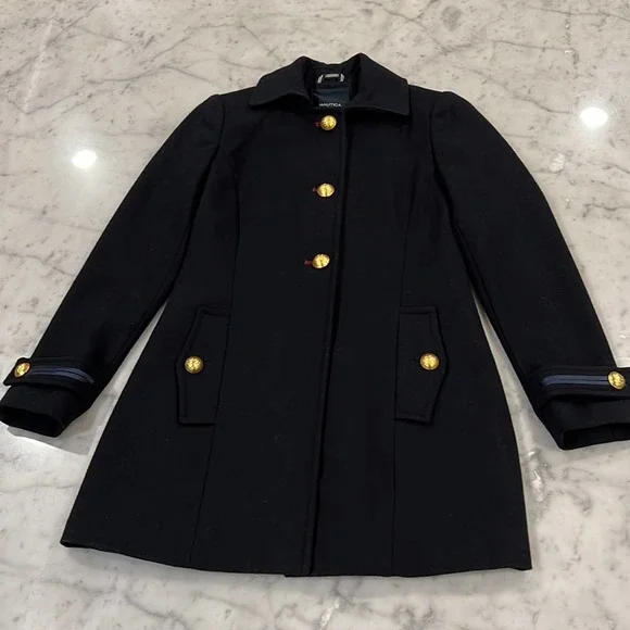 Nautica Military Nautical Style Wool Pea Coat - Picture 3 of 14